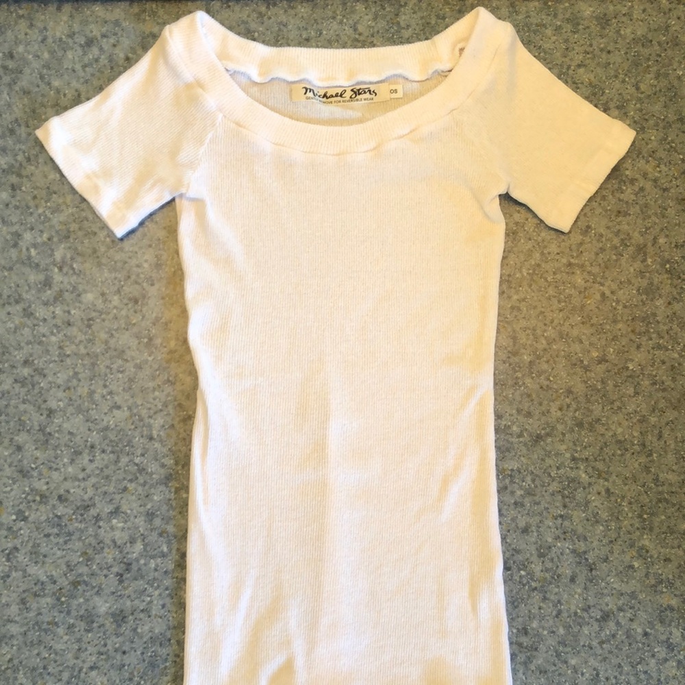 MICHAEL STARS Ribbed Stretch Scoop Neck T-Shirt